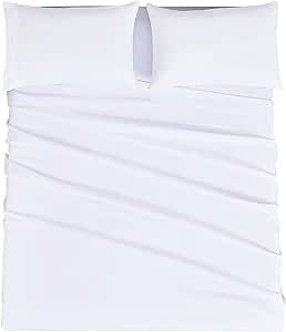 Mejoroom Full Size Sheet Sets - Hotel Luxury 1800 White Sheet - 16 Inch Deep Pocket Bed Sheets, Extra Soft Breathable Wrinkle Fade Stain Resistant Hypoallergenic - 4 Piece (Full, White)