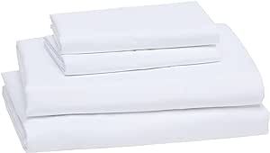 Amazon Basics Lightweight Super Soft Easy Care Microfiber 4-Piece Bed Sheet Set with 14-Inch Deep Pockets, Full, Bright White, Solid